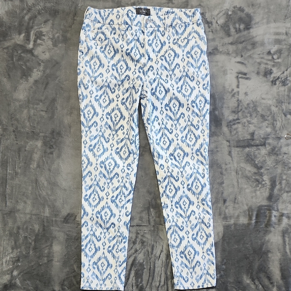 Chico's Blue and White Ikat Skinny Jeans